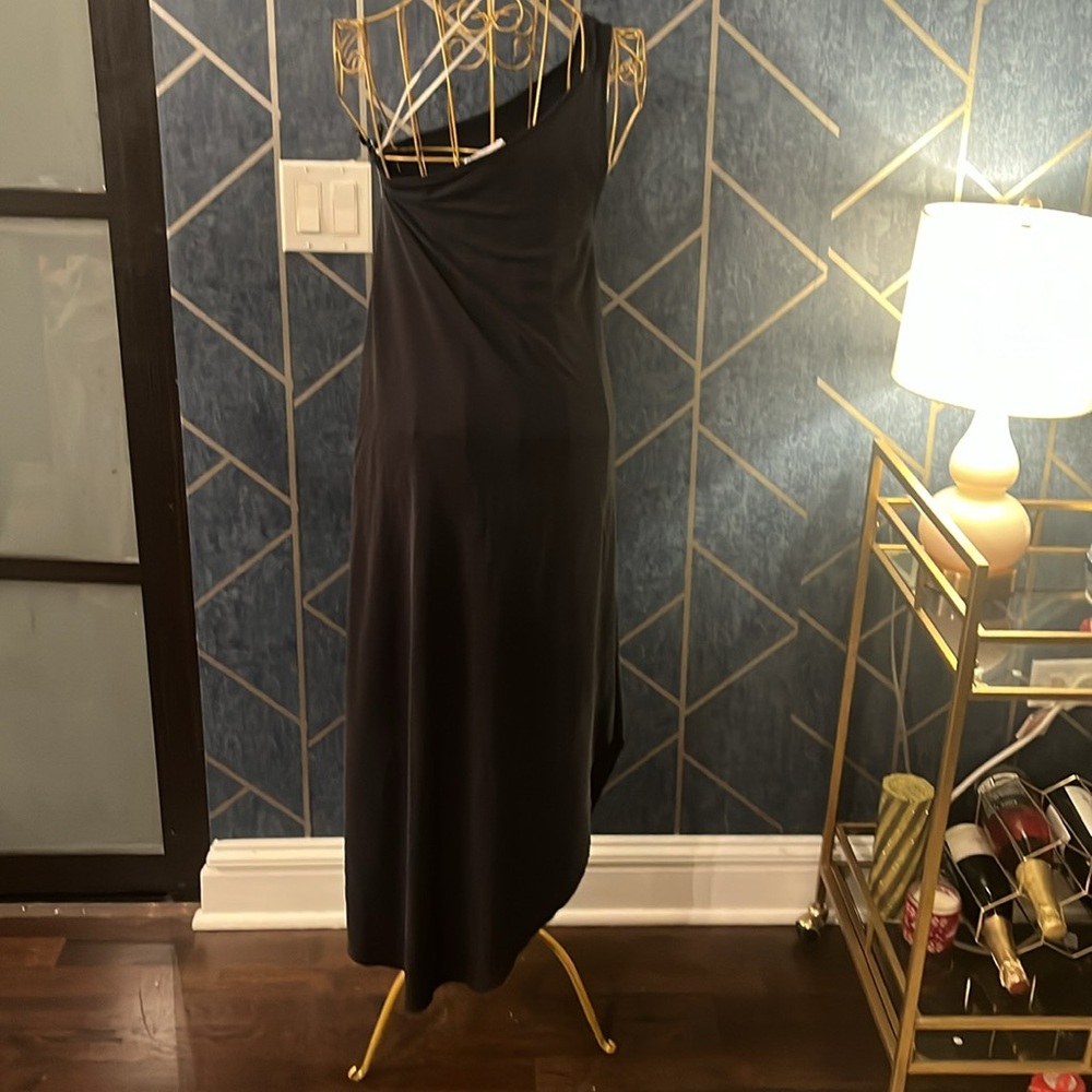 Double Zero Gray One Shoulder Maxi - image 3